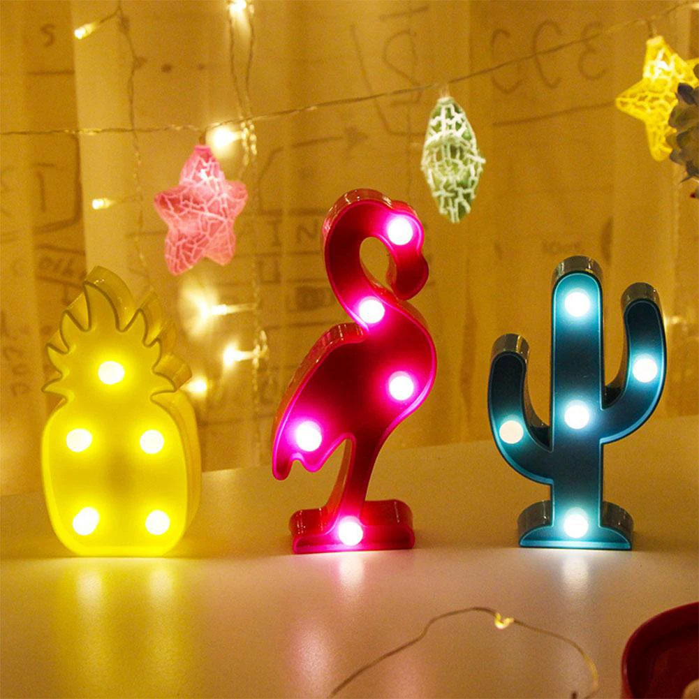 3D для малышей с изображением в виде ананаса Фламинго неоновые кактус Форма светодиодный Ночной светильник лампа Рождественский Декор купить больше скидок в подарок