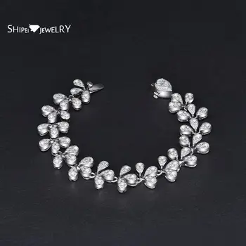 

Shipei 925 Sterling Silver Gemstone Bracelet Fine Jewelry Created Moissanite Diamonds Wedding Engagement Charm Bangle Bracelet