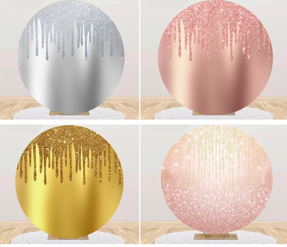 Pink Grey Gold Photo Background Birthday Party Decorations Round Photography Backdrops Covers Photocall Baby Shower YY-849 | Электроника