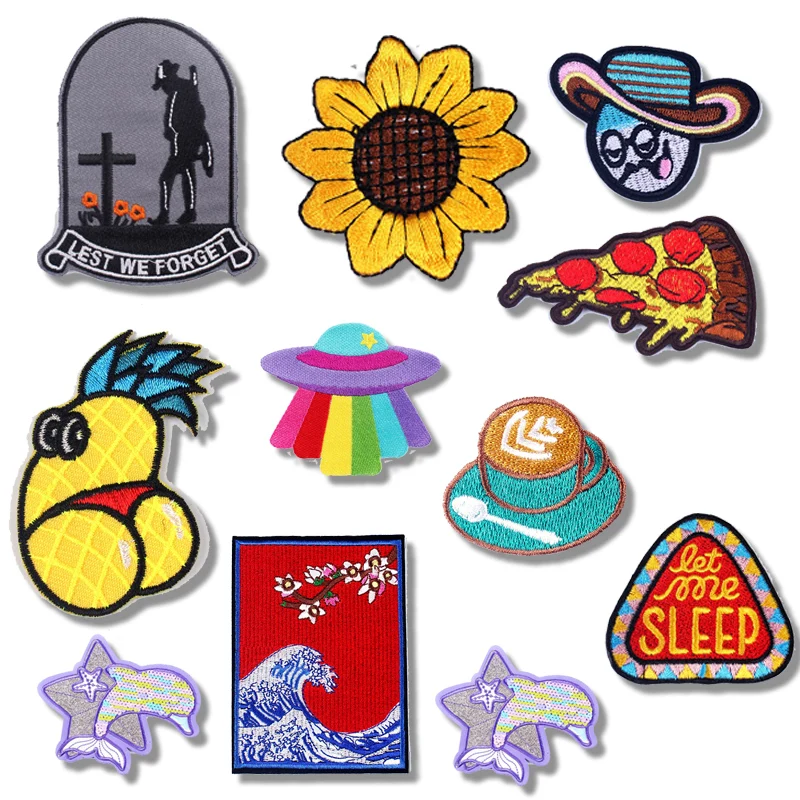 

Prajna Cartoon Art Embroidered Patches For Clothing Iron On Patch On Clothes Van Gogh Patches Badge For Kids Decor Washable DIY