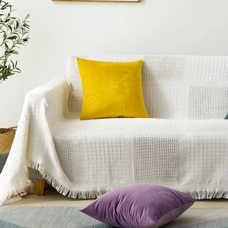 Нордический сплошной цвет полный набор ткань диван полотенце диван одеяло ткань одиночный простой диван Чехол Диван Материал чехла подушки - Цвет: B