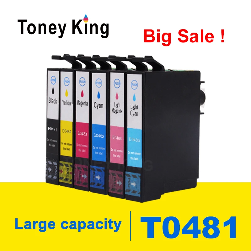 Toney universal(король 6 цветов совместимый картридж с чернилами T0481 для Epson Stylus Photo R200 R220 R300 R300M R320 R340 RX500 RX600 RX620 RX640