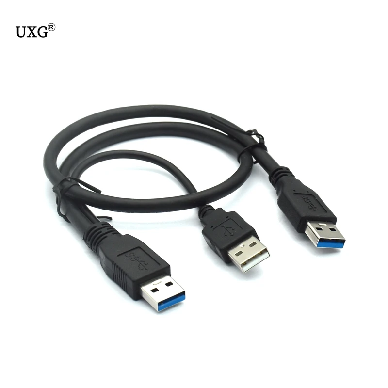 Cable USB 3,0 tipo Y, cable de dos macho A USB 3,0 A macho Y USB para disco  duro externo con potencia extra de 50cm, color negro|Conectores y cables de  ordenador| - AliExpress