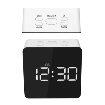 

Digital Alarm Clock 12H/24H LED Mirror Alarm and Snooze Function C/F Indoor Thermometer Despertador LED Desktop Clock Home Decor