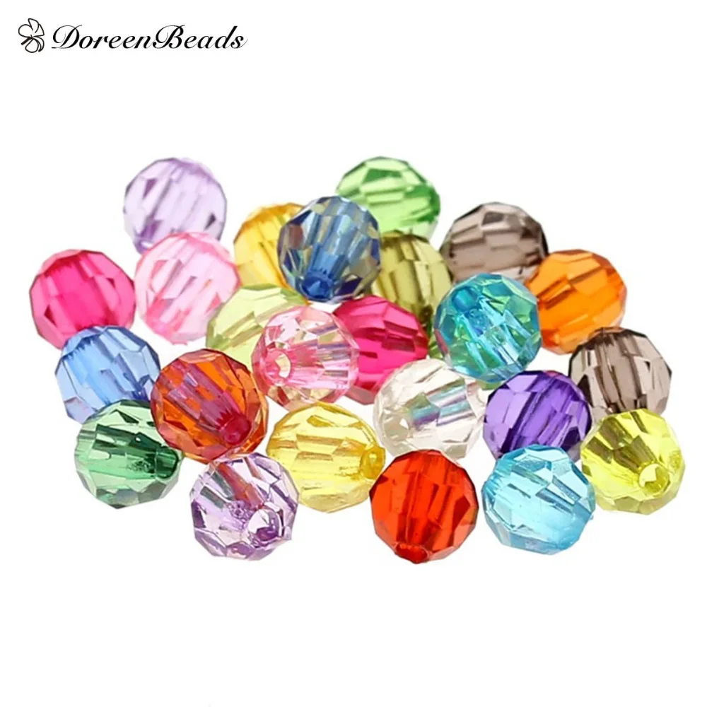 

DoreenBeads 500PCs Randomly Mixed Color Acrylic Clear Faceted Round Spacer Beads Jewelry Accessories 6mm(2/8") Dia.(B21782)