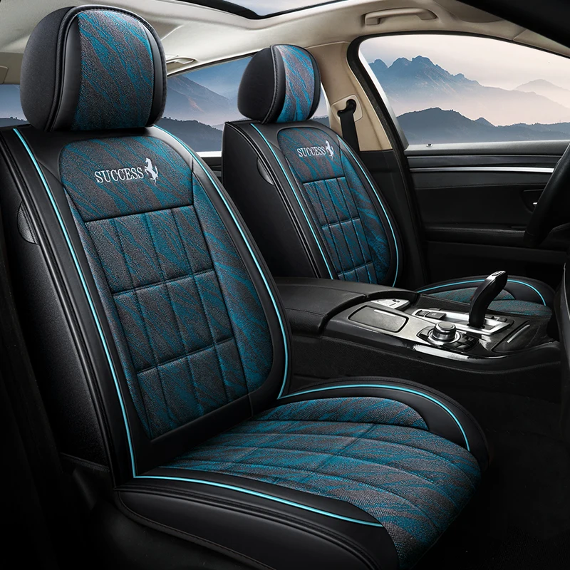 

Full Coverage PU Leather car seat cover flax fiber auto seats covers for Clio logan renault sandero fluence megane