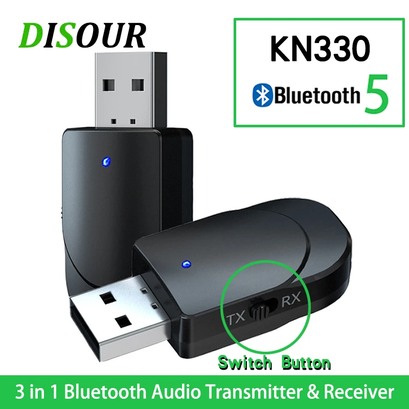 

USB Bluetooth 5.0 Adapter 3 IN 1 Wireless Stereo Bluetooth Audio Transmitter Receiver BT 3.5mm AUX Jack Dongle For TV PC Car kit