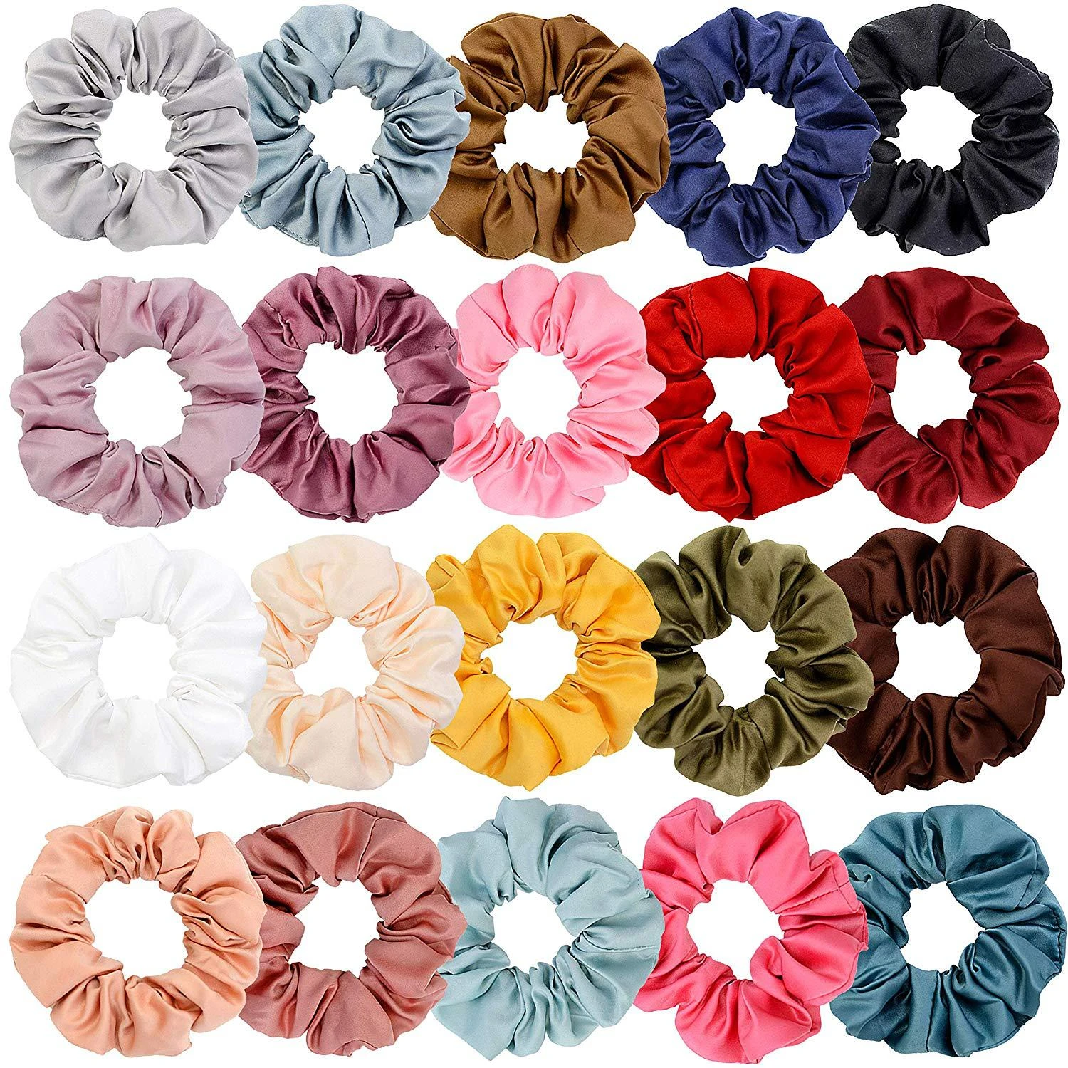 Candy Color Satin Scrunchie Elastic Hair Rubber Bands Floral Print Headband Ponytail Holder Ties Rope Hair Accessories Gift hair accessories for brides