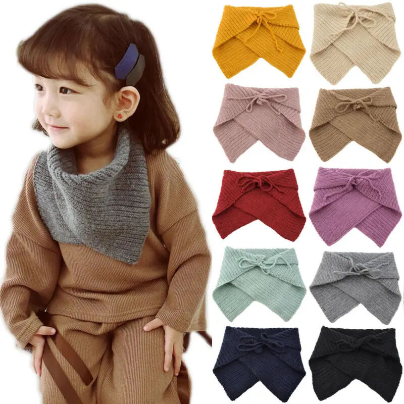 

2019 New Brand Boys Girls Autumn Winter Lovely Collar Scarf Baby Neck Knitted Cotton Scarves Gift Cute Kids Knit Scarves