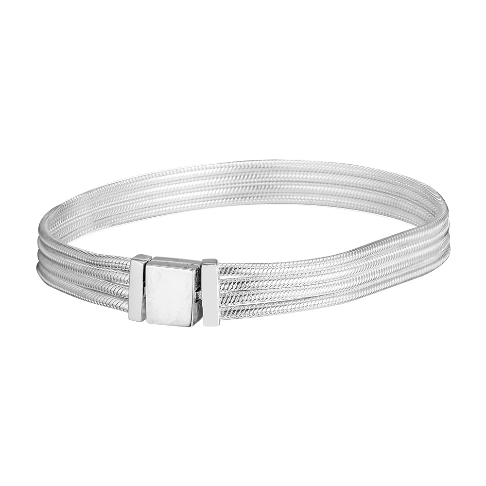 

Reflexions Multi Snake Chain Bracelet Silver 925 Jewelry for Women Fit Reflexions Clip Charm DIY 100% 925 Sterling Silver 5B072