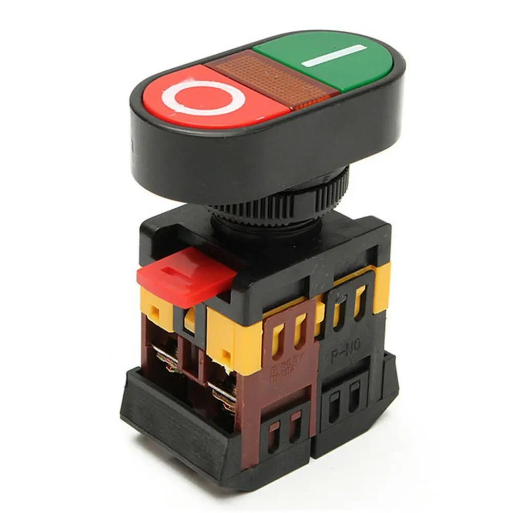 

P188 22mm/25mm24V 36V 220V AC ON/OFF START STOP 1 NO NC 2 buttons APBB-22N Momentary double head Push Button Switch With LIGHT