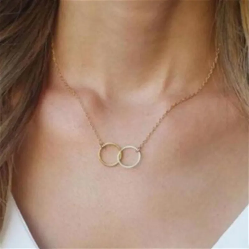 NL199 golden Fashion Bohemian Leaf Moon Circle Pendant Necklace Charm Statement Choker Women Jewelry - Metal Color: NL199 golden