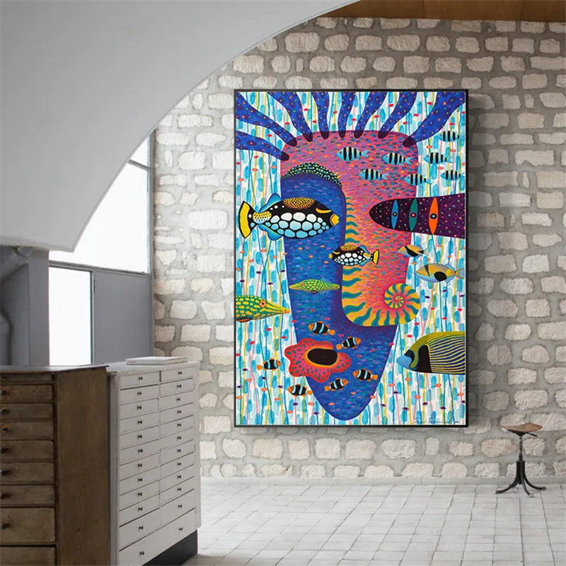 Arte De La Pared Pintura Al Oleo Abstracta Divertida Marina Poster