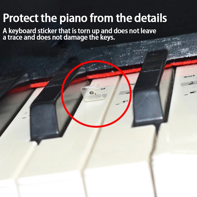 Piano Stickers 54/61/88 Key Transparent PVC Stave Electronic Keyboard Name Note Accessories