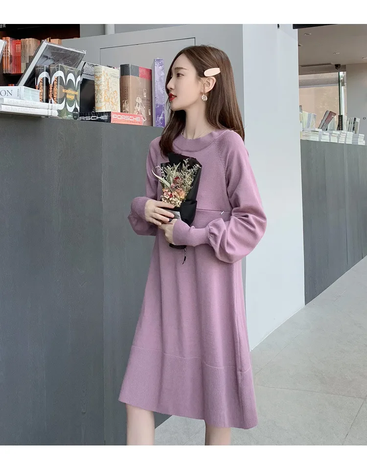 Трикотажные платья для кормящих мам; Одежда для беременных женщин; платье с длинным рукавом для беременных и кормящих; Одежда для кормящих