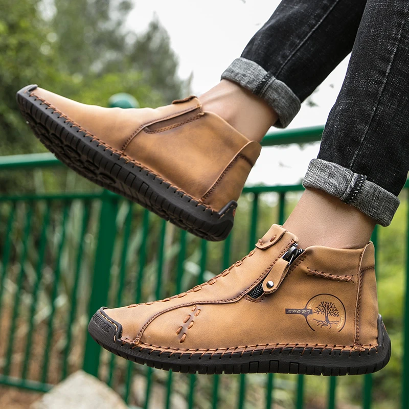 KEZZLY Men's Outdoor Shoes With Zippers Fashion casual men's shoes men sneakers outdoor boots
