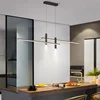 Modern Simple Led Pendant Lights Dining Room Table Lines Light Nordic Creative Bar Counter Long Strip Indoor Lighting Chandelier 1