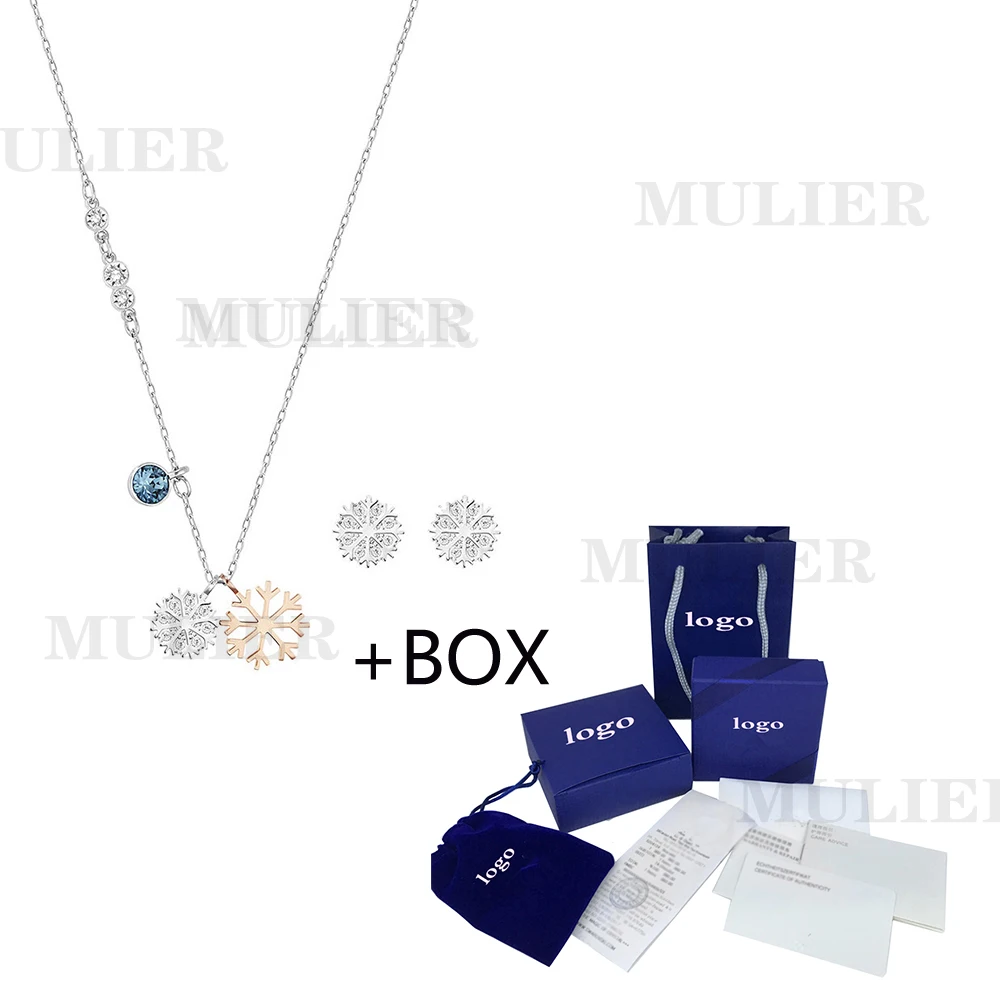 

MULIER New Exquisite Fashion Snowflake Necklace Earrings set 5169397 Send Girlfriends Birthday Gifts Best Gifts Free Shipping