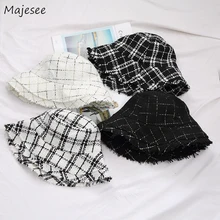 Женские летние шапки в стиле Харадзюку, простая клетчатая Студенческая Кепка с неровными полями, элегантная Милая повседневная женская шляпа, подходит ко всему, новинка