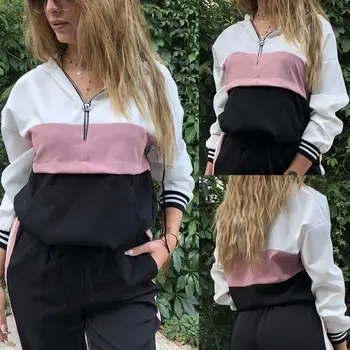 

Casual Long Sleeve Sweatshirts Women Hoodies Casual Sweatshirt for Women Striped Printed Long Sleeve Zipper Women Pullovers