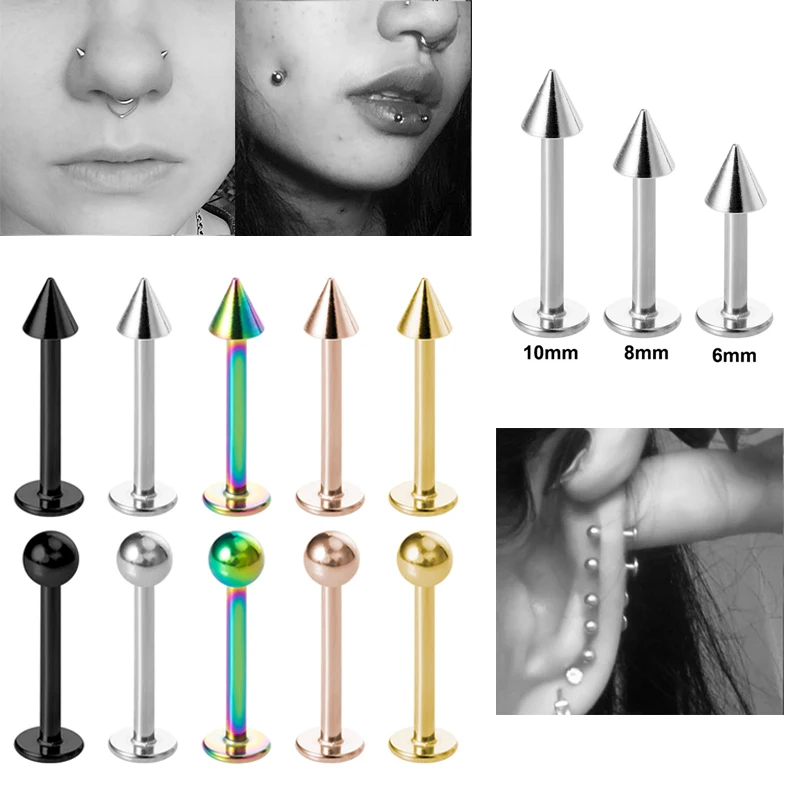 Piercing Trago E Cartilagine 16G - Set 6 Pezzi Acciaio Chirurgico Argento/Oro - Foto 7