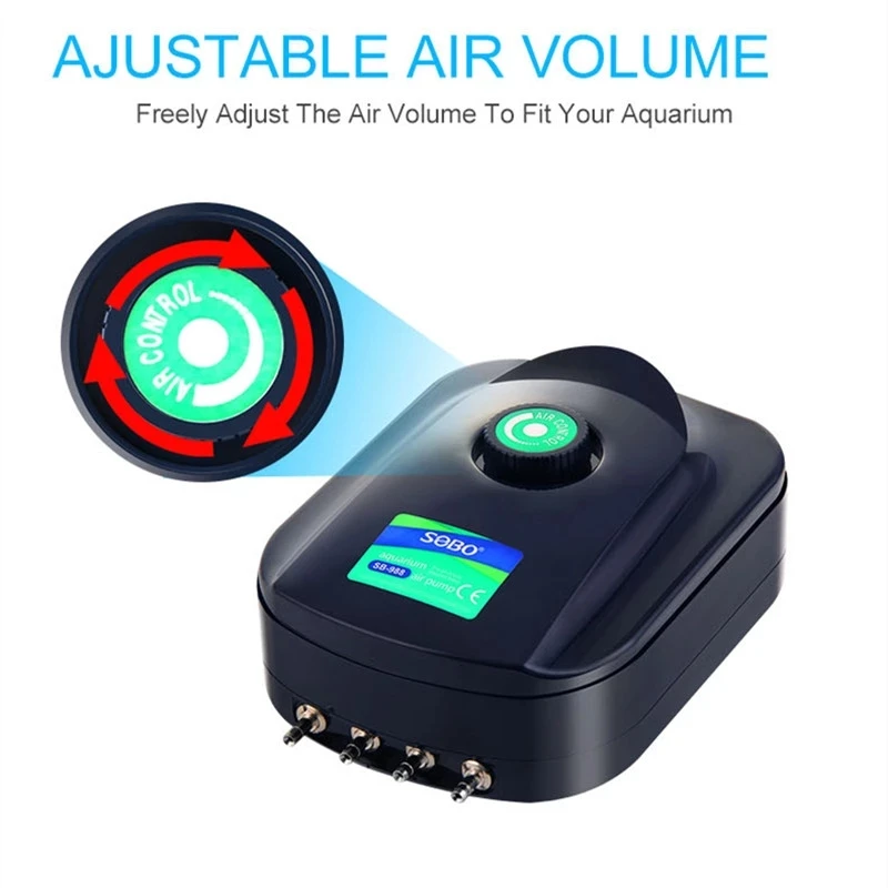 SOBO High Power 8w 12w Fish Tank Oxygen Air Pump Fish Aquarium Air Compressor Adjustable Air Flow Oxygen Pump For Fish 220V-240V 4