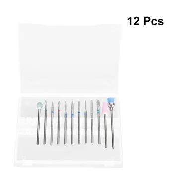 

1 Set/12pcs Machine Use Tungsten Nail Drill Set Cuticle Clean Drill Set Special Nail Grinding Head Tool Set (Silver)