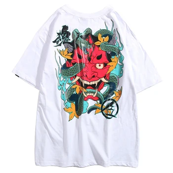 

2019 Hip Hop T Shirt Men Snake Ghost T-shirt Harajuku Streetwear Tshirt Cotton Short Sleeve Summer Tops Tee HipHop Back Printed