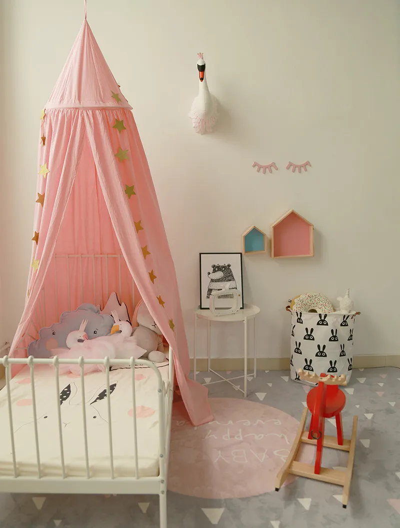 Dossel do Bebê Decoração do Quarto Algodão Mosquito Crianças Berço Rede Tenda Bebê Pendurado Cúpula Net Fotografia Adereços 3 Algodão dossel do bebê mosquito crianças decoração