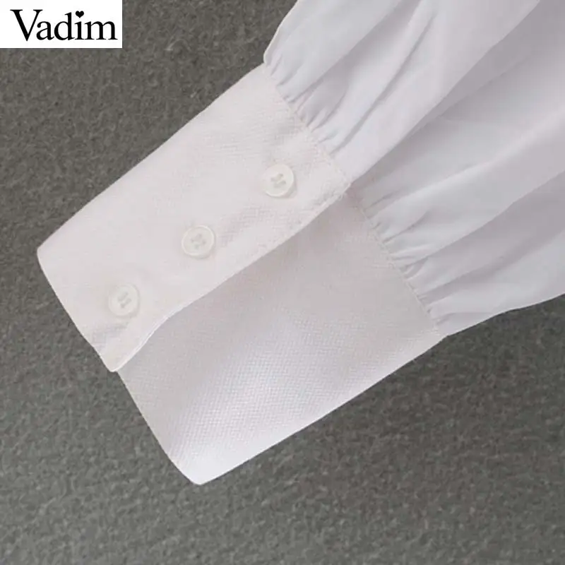 Женское элегантное платье vadim белые блузки с оборками необычного дизайна Длинные рукава с воротником в стиле «Питер Пэн» рубашки для мальчиков милые топы blusas LB658