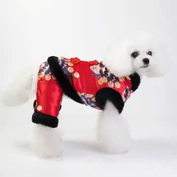 

Dog Clothes Pet Traditional Chinese Costume Puppy Warm Coat Thickening Jumpsuit Jacket For Chihuahua Teddy Puppg Clothing