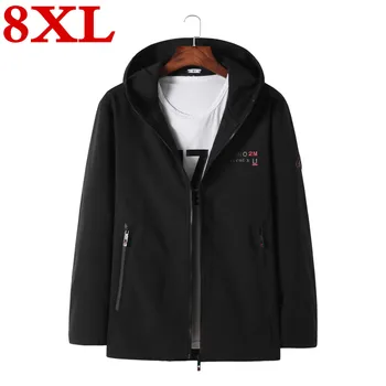 

plus size 8XL 7XL 6XL Men's Spring/Autumn Hooded Jacket Men Stretch Windbreakers Jacket Mens Casual Coat Male Softshell Jackets