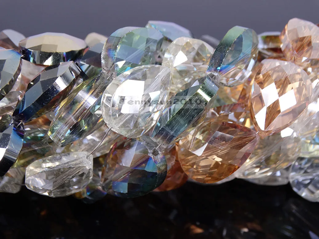 

Czech Crystal 13x18mm Faceted Teardrop Spacer Loose Beads Strand Magic Color 5 Strands/ Pack