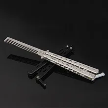 220mm(8.6'') Stainless Steel Practice Dull Blade Flail Combat Fight Fold Mariposa Train Butterfly Balisong Knife Comb Trainer