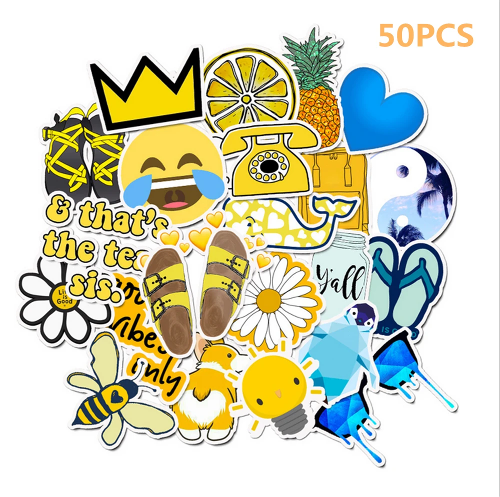 Yellow blue 50PCS 50 шт./компл. Merry Christmas Стикеры уличных танцев Doodle Стикеры костюм; Детский костюм на Рождество День Водонепроницаемый ПВХ Стикеры - Цвет: Yellow blue 50PCS