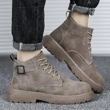 Новинка; сезон осень-зима; высокие рабочие ботинки в британском ретро-стиле; Корейская Повседневная Универсальная джинсовая обувь Martin; мужская обувь