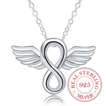 

2020 Vintage Bijoux Luxury Simple Angel Wing Statement Pendant Necklace for Women 925 Sterling Silver Fine Jewelry Accessories