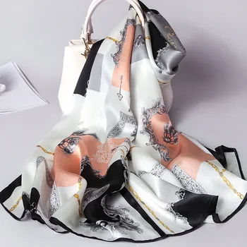 

Brand 100% Pure Silk Scarf Women 2019 Luxury Hangzhou Real Silk Wraps for Ladies Print Shawls Foulard Femme Natural Silk Scarves