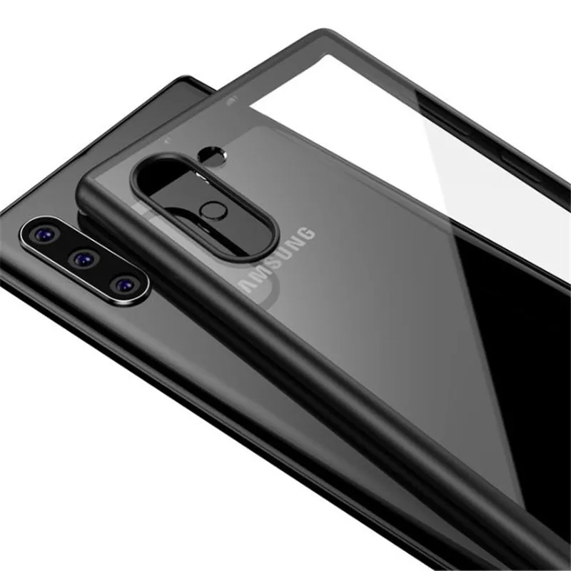Черный 100 шт Для samsung Galaxy Note 10 ударопрочный Прозрачный жесткий чехол для задней панели прозрачный защитный чехол для huawei P30 Pro - Цвет: Черный