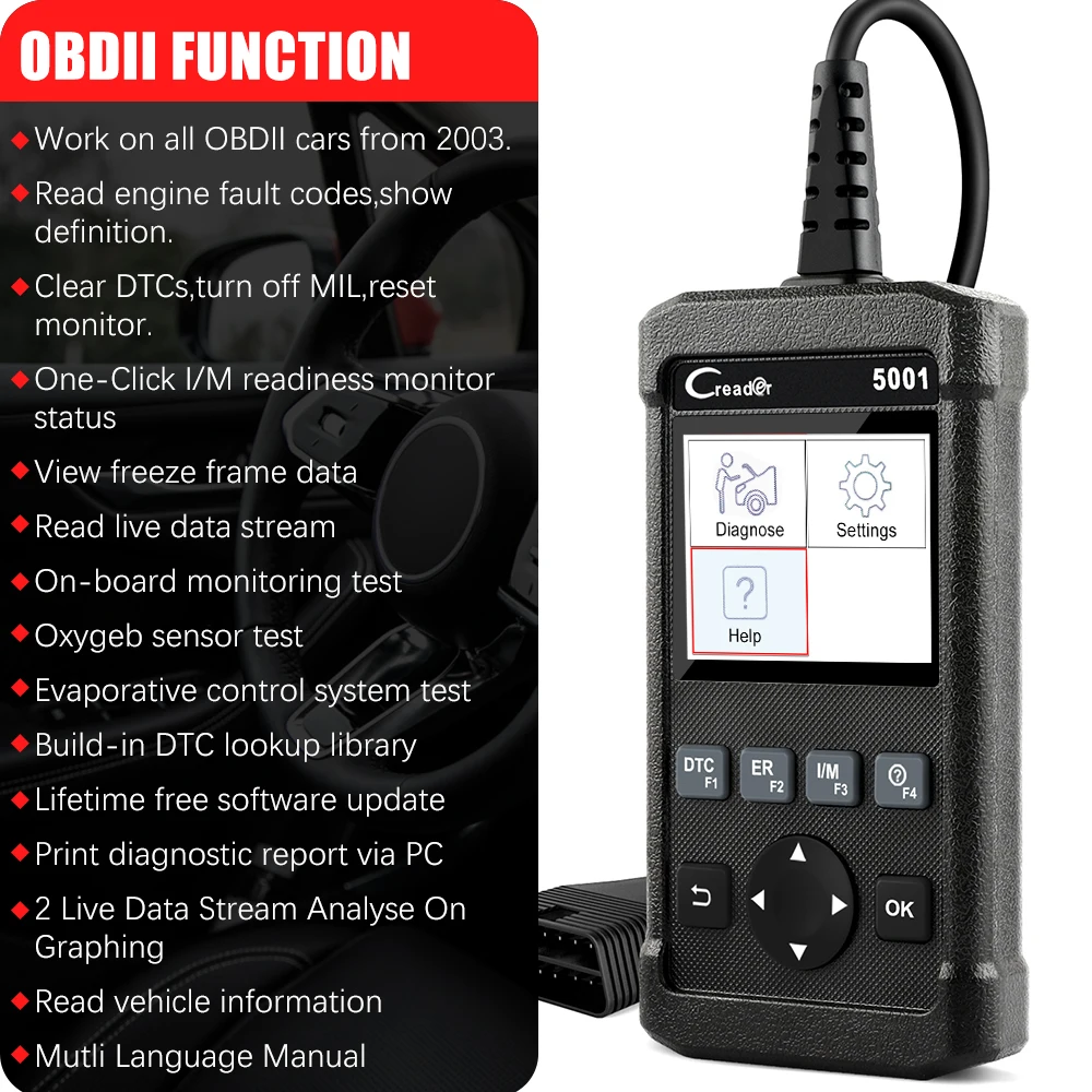 Launch CR5001 OBDII Scanner Code Readers Engine I/M Readiness Diagnostic Tool US 
