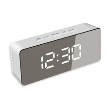 Светодиодный зеркальный будильник, часы повтора, цифровые настольные часы, пробуждение, электронные, большое время, отображение температуры, украшение для дома часы