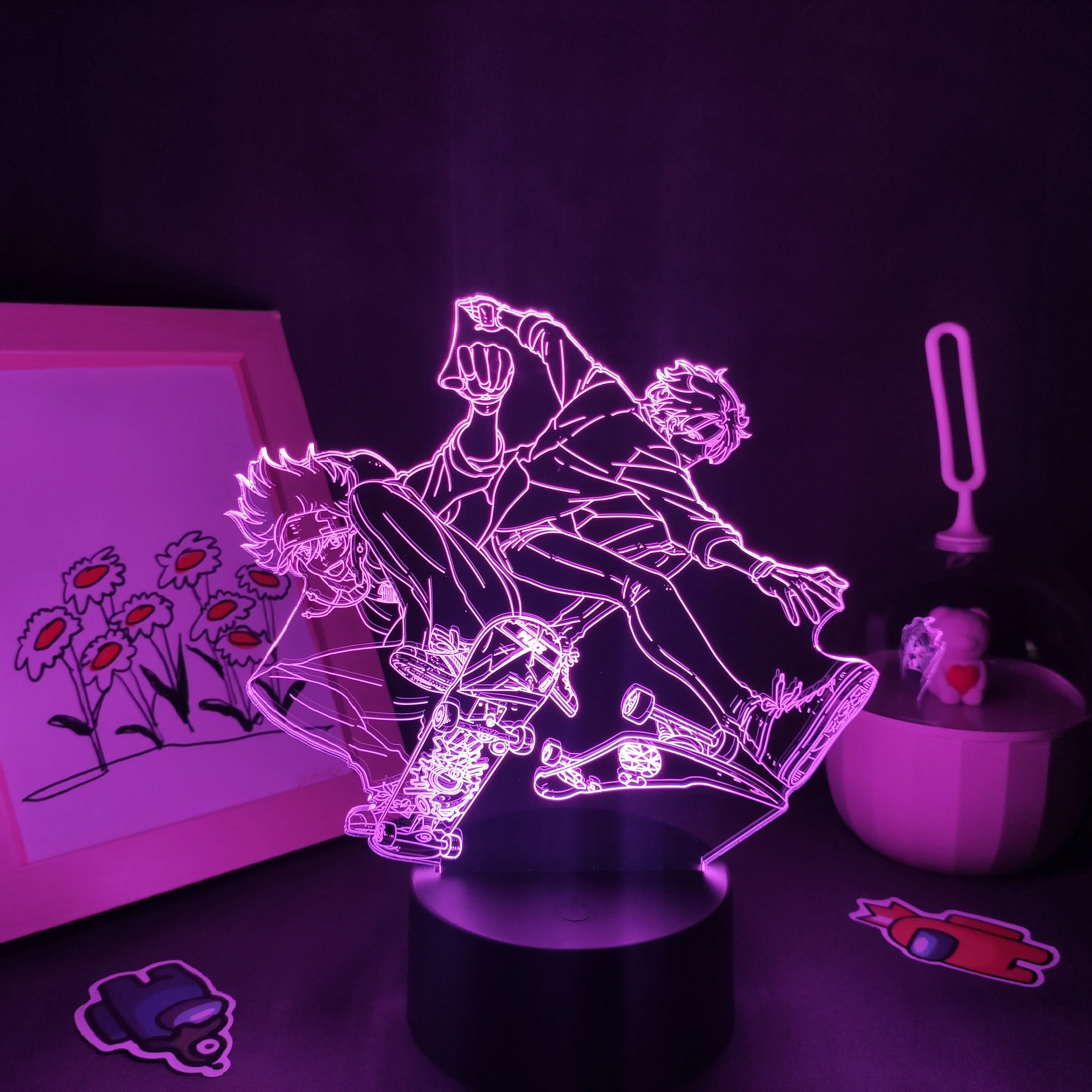 

Manga SK8 The Infinity Anime Figures Reki Langa Hasegawa Snow 3D Led Lamp RGB Night Light Colorful Gift Bedroom Table Decoration