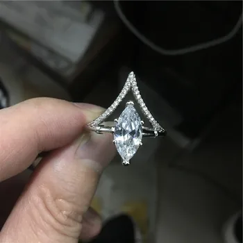 

Vintage Lovers Marquise cut 925 Sterling silver Promise ring Diamond cz Engagement Wedding Band Rings for women Party Jewelry
