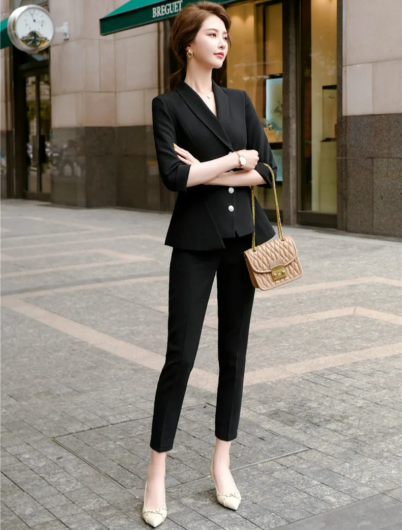 Pant Suits for Women Dressy, Fashion Double Breasted Long Sleeve Slim Fit  Blazer 2 Piece Outfits Business Casual Sets Army Green - Walmart.com