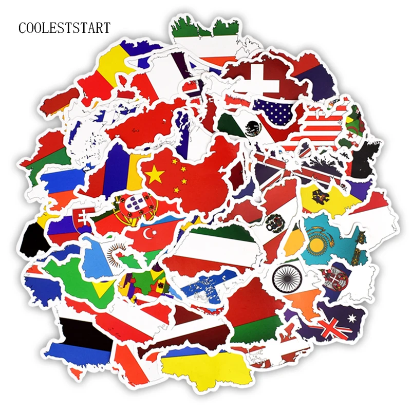 10/50 Pcs/Set National Flags Graffti Stickers Children Countries Map Travel Sticker For Luggage Laptop Car Refrigerator Toy | Игрушки и