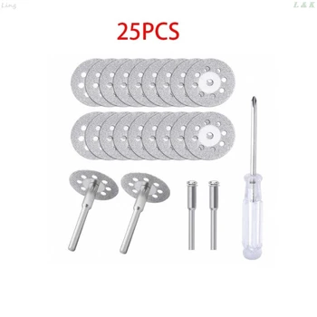 

25pcs/set 22mm Mini Diamond Saw Blade Cutting Discs Connecting Shank Screwdriver