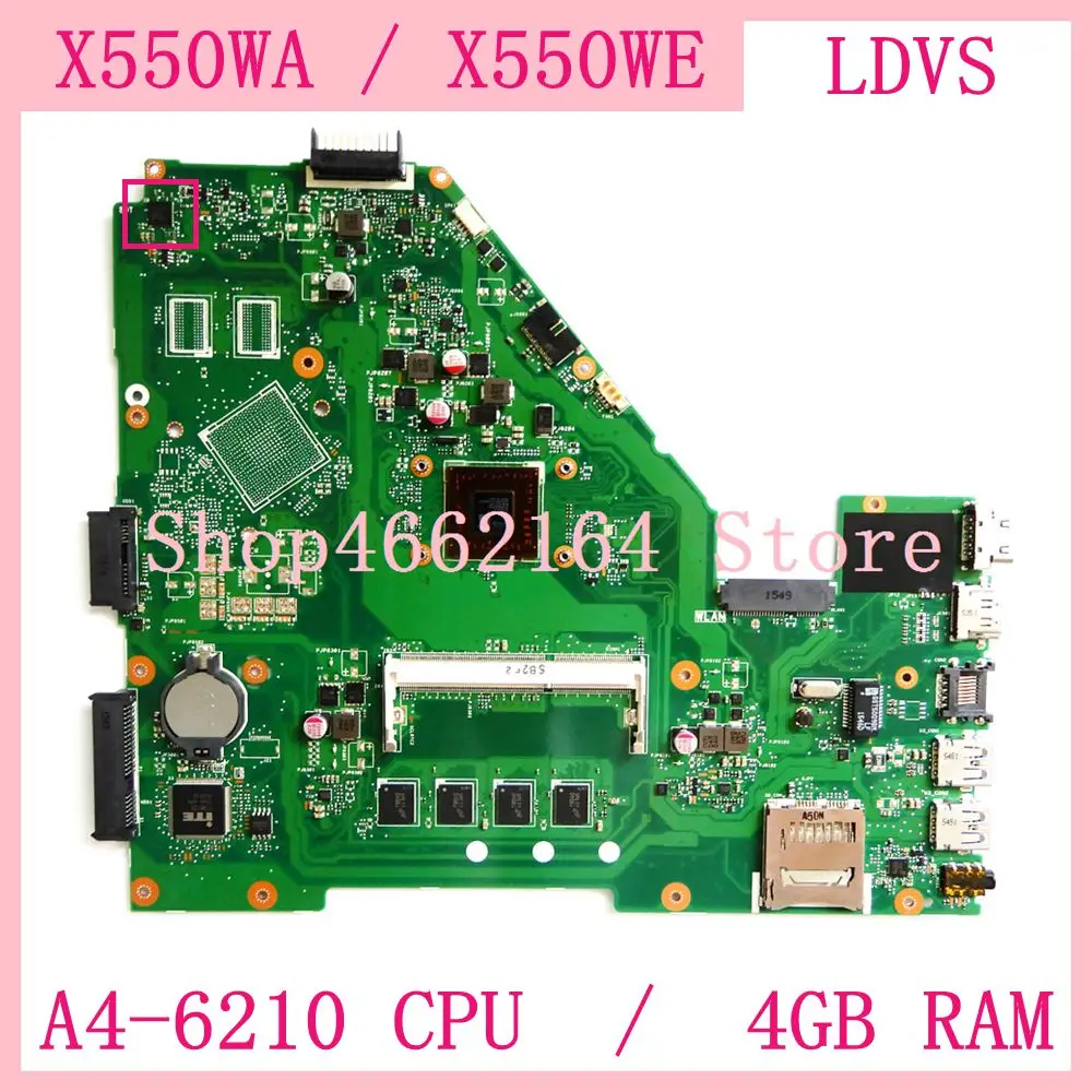  X550WA motherboard For ASUS A4-6210 CPU 4GB RAM Laptop motherboard X550 X552W X550WE X550W D552W No