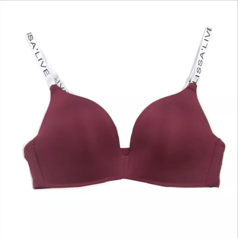 

Lightweight women's underwear with no trace and no steel ring, one piece thin mold cup girl bra, double row buckle 057