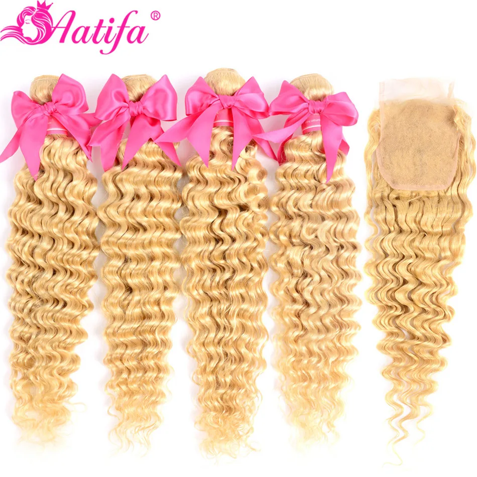 

Malaysian Deep Wave Bundles With Closure Honey Blonde Bundles With Closure 613 Bundles With Closure Remy Hair Bundles Aatifa
