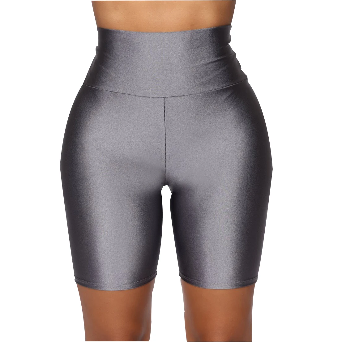 Womens Plain Sports Gym Cycling Skinny Fit High Waist Shorts Lady Summer Casual Solid Basic Stretchy Bodycon Short Pants